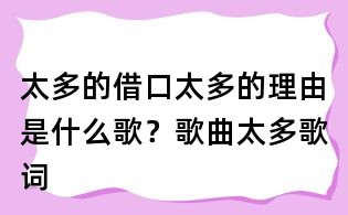 太多的借口太多的理由是什么歌?歌曲太多歌詞