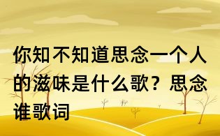 你知不知道思念一個人的滋味是什么歌？思念誰歌詞