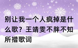別讓我一個人瘋掉是什么歌?王靖雯不胖不知所措歌詞