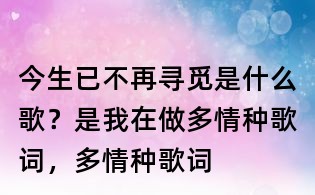 今生已不再尋覓是什么歌？是我在做多情種歌詞，多情種歌詞