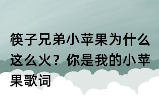 筷子兄弟小蘋果為什么這么火？你是我的小蘋果歌詞