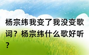 楊宗緯我變了我沒變歌詞?楊宗緯什么歌好聽?