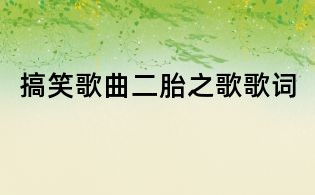 搞笑歌曲二胎之歌歌詞