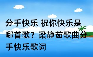 分手快樂 祝你快樂是哪首歌?梁靜茹歌曲分手快樂歌詞