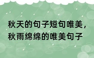 秋天的句子短句唯美,秋雨綿綿的唯美句子