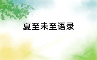夏至未至語錄