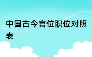 中國古今官位職位對(duì)照表