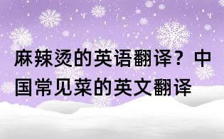 麻辣燙的英語翻譯?中國常見菜的英文翻譯