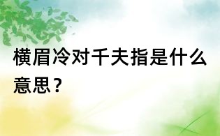 橫眉冷對千夫指是什么意思？