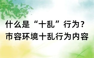 什么是“十亂”行為?市容環境十亂行為內容