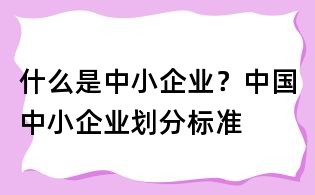什么是中小企業？中國中小企業劃分標準