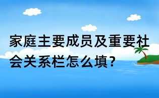 家庭主要成員及重要社會關系欄怎么填?