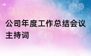 公司年度工作總結會議主持詞