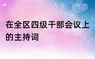 在全區四級干部會議上的主持詞