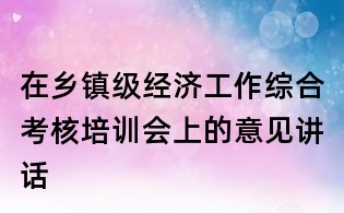 在鄉(xiāng)鎮(zhèn)級經(jīng)濟工作綜合考核培訓(xùn)會上的意見講話