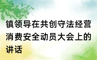 鎮領導在共創守法經營消費安全動員大會上的講話