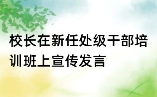 校長在新任處級干部培訓班上宣傳發言