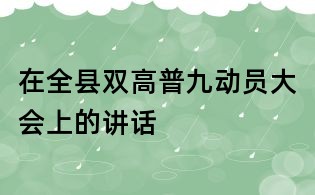 在全縣雙高普九動員大會上的講話