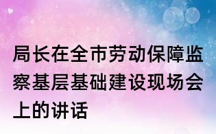 局長在全市勞動(dòng)保障監(jiān)察基層基礎(chǔ)建設(shè)現(xiàn)場會(huì)上的講話