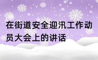 在街道安全迎汛工作動員大會上的講話