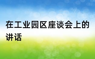 在工業(yè)園區(qū)座談會上的講話