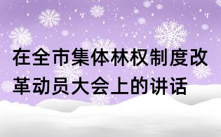 在全市集體林權制度改革動員大會上的講話