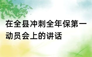 在全縣沖刺全年保第一動(dòng)員會(huì)上的講話