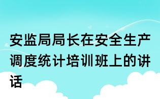 安監局局長在安全生產調度統計培訓班上的講話
