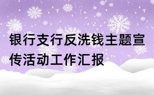 銀行支行反洗錢主題宣傳活動工作匯報