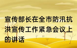 宣傳部長在全市防汛抗洪宣傳工作緊急會議上的講話