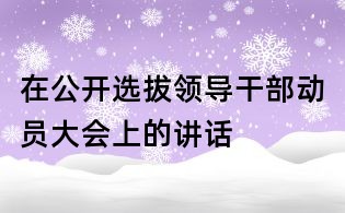 在公開選拔領導干部動員大會上的講話