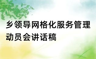 鄉領導網格化服務管理動員會講話稿