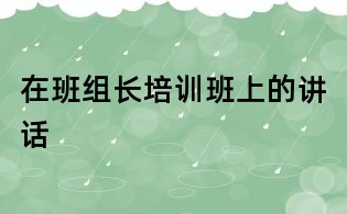 在班組長培訓(xùn)班上的講話