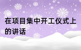 在項目集中開工儀式上的講話