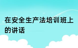 在安全生產(chǎn)法培訓(xùn)班上的講話