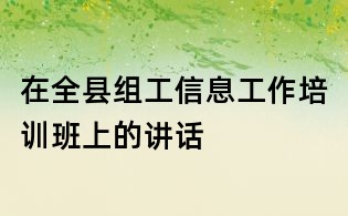 在全縣組工信息工作培訓班上的講話