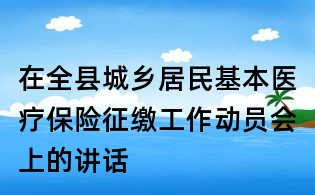 在全縣城鄉居民基本醫療保險征繳工作動員會上的講話