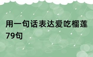 用一句話表達愛吃榴蓮79句