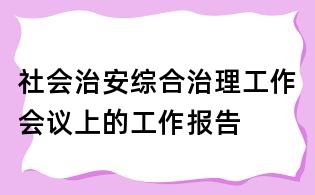 社會(huì)治安綜合治理工作會(huì)議上的工作報(bào)告