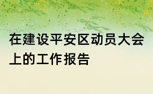 在建設(shè)平安區(qū)動(dòng)員大會上的工作報(bào)告