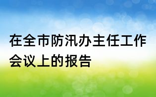 在全市防汛辦主任工作會議上的報告