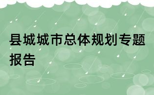 縣城城市總體規劃專題報告