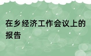 在鄉經濟工作會議上的報告