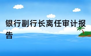 銀行副行長離任審計報告