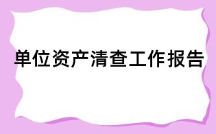 單位資產清查工作報告