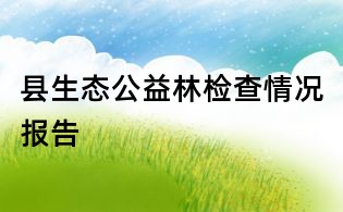 縣生態(tài)公益林檢查情況報告