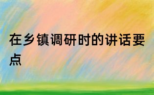 在鄉鎮調研時的講話要點