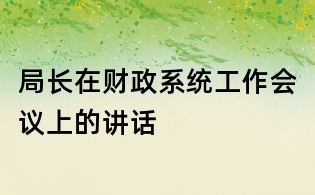 局長在財政系統工作會議上的講話