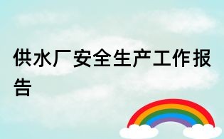 供水廠安全生產工作報告