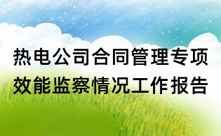 熱電公司合同管理專項效能監察情況工作報告